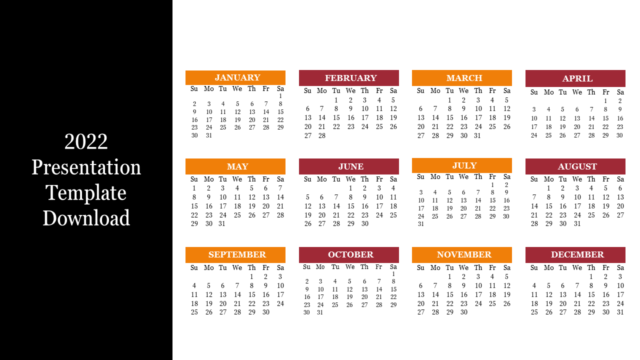 Best Calendar 2022 Presentation Template Free Download